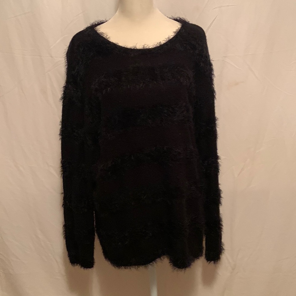 Women’s black eyelash, long sleeved sweater